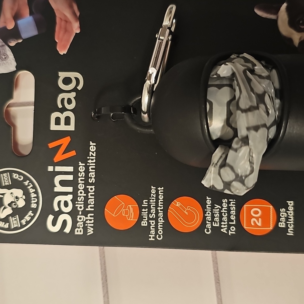 Black and Gray Doggie Bag Dispenser with Hand Sanitizer - Picture 3 of 4